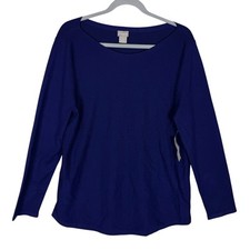 Chico's Sweater Womens 2 Purple Rayon Knitted Round Neck Long Sleeve Pullover picture