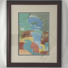 Sidney Loeb Abstract Watercolor Signed Framed Matted Site Size 10”x 14” picture