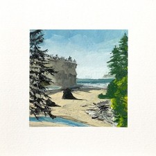 8x8 PNW Original Oil Painting Ruby Beach Seascape Olympic National Park Signed picture