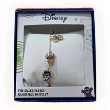 Disney Lilo & Stitch Fine Silver Plated Adjustable Charm Bracelet In Box picture