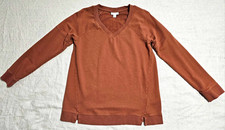 J. Jill FIT Womens XS Brown V-Neck Sweatshirt Pullover Long Sleeve Casual Fleece picture