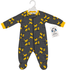 Gerber Baby Boys Newborn Footed Onesie Sleeper Zip-Up Animal Print Gray Yellow picture