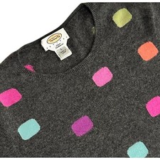 Talbots Petites Gray Cashmere Sweater Multi Color Pattern Size PL Soft picture