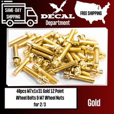 40pcs M7x1x31 Gold 12 Point Wheel Bolts & M7 Wheel Nuts for 2/3 rims picture