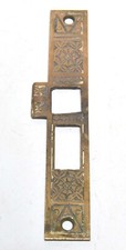 VINTAGE BRASS EASTLAKE STYLE DOUBLE SIDED DOUBLE SIDED STRIKE PLATE picture
