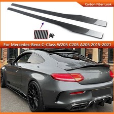 For Mercedes-Benz W205 C205 C300 C63 2015-2021 Carbon Look Side Skirt Extension picture