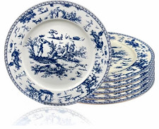 W&S Classics Blue & White Set Of 6 Ceramic Dinner Plates Vintage picture