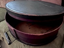 Antique Menswear Bentwood & Leather Pantry Box w/ Original Advertising picture