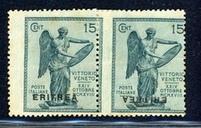 Eritrea - 1922 - 15 cent Victory (Saxon 52) - horizontal pair new picture
