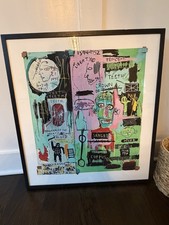 Jean-Michel Basquiat Licensed Framed Art Print Anatomy Figure Green Pink picture