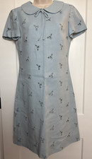 Adele Martin Vintage Lined Baby Blue Eyelet Peter Pan Collar Short Sleeve picture