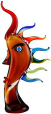 Murano-Style Hand Bolow Art Glass Face Sculptuer - 17.31