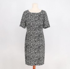 NWT TALBOTS $169 Black White Animal Print Sheath Dress Cocktail Crepe Size 8 picture