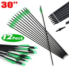 12Pack 30” Archery Carbon Arrows Hunting For Compound &Recurve Bow 500 OD 7.8mm picture