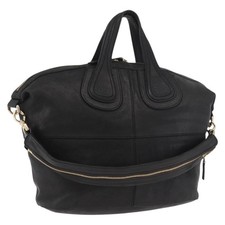 GIVENCHY Nightingale Hand Bag Leather 2way Black Gold Auth bs35652 picture