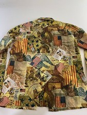 VTG RARE 1970's Media Happy Birthday America LONG SLEEVE SHIRT L 16.5 x 34/35  picture