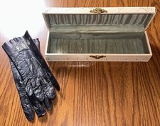 Antique Celluloid Glove Box w/ Vintage Gloves,satin Lining 1900s picture