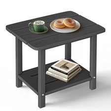 2-Tier Outdoor Side Table HDPE Patio Table Weather Resistant picture
