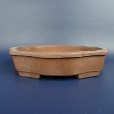 Japanese Bonsai Pot Signed Unglazed Rimmed Rinka 17cm-BP1848 picture