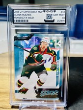 2026-27 Upper Deck MVP Quinn Hughes #18 1st MN Wild Card GMG Graded 10 Gem Mint picture