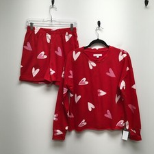Grayson Threads Womens Red 2 Pc Set Valentines Day Pull On Pajama Sleepwear M picture