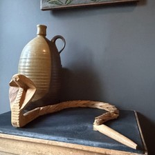 Vintage Wooden Articulated Cobra Snake Toy Hand Carved Jointed Wiggle Folk Art picture