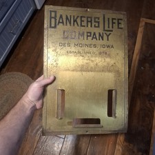 Vintage 1940s Copper Brass Bankers Life Co Des Moines Calendar Large picture