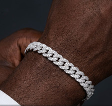 5-7CT Lab Created Diamond 8MM Cuban Link Bracelet Iced Hip Hop| Passes Tester picture