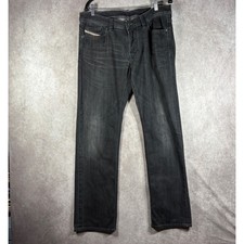 Diesel Jeans Men 34x34 Black Viker Straight Faded Wash Stretch Denim Streetwear picture