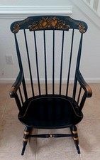 Vintage Nichols & Stone Hitchcock Black & Gold Rocking Chair Wooden. picture