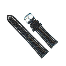 GENUINE ALLIGATOR BLACK STRAP BAND 22mm & GENUINE ORIS STEEL BUCKLE picture