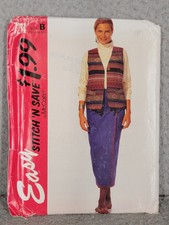 McCall's Easy Stitch 'n Save 7214 Lined Vest, Wrap Skirt Misses 14-20 Pattern UC picture