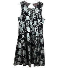 Torrid Retro Chic Dress Womens 18 Black Floral Mesh Fit & Flare Midi Cocktail picture