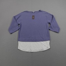 J Jill Shirt Womens XS Bluebell Blue White Layered Hem Tunic Top Pure Jill NEW picture