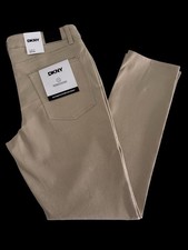 NWT DKNY Mens Two Way Stretch Pants Stanton Slim Fit 32 33 34 36 38 Khaki Tan S4 picture