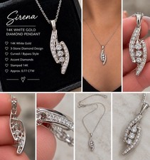 14K White Gold 0.77 CTW Diamond Pendant Necklace with a 14k white gold chain  picture