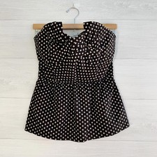 NWT Odille Anthropologie - Black beige polka dot strapless peplum top, 4 picture