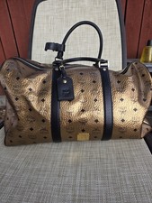 MCM Metallic Visetos Traveler Weekender Duffle Bag Mint Condition  picture