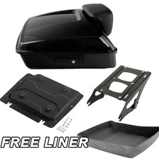 Black Chopped Trunk Backrest Mount Rack Plate For Harley Touring Models 2014-Up picture