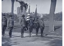 1916 WWI Harvard Students ROTC Preparedness Color Guard Glass Negative OOAK picture