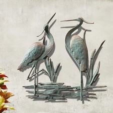 SPI Home Double Heron Garden Wall Plaque 26 X 25 Inches,Sculptures & Figurines picture