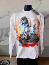 HELLSTAR Records Men's Double-Sided Graphic Print Crew Neck Long Sleeve Tee M picture