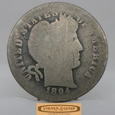 1894-O Barber Silver Dime, 90% Silver, Mintage of 720,000 Coins - #C63893NQ picture