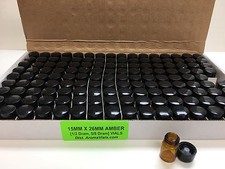 144 Pcs AMBER 5/8 Dram Glass Vials  W/Screw Cone Cap [15mmx26mm] picture