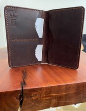 Genuine Leather Wallet Brown Handmade Hand Stitched Classic Bifold Card Holder picture