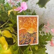 ACEO Art PRINT, 2.5 x 3.5, Pretty Whimsy Witch Woman, Gold, Yellow, Sinopiah picture