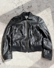 Vintage Japanese Style CKlein  Genuine Leather Jacket Bomber 90s Y2K Zip Up picture
