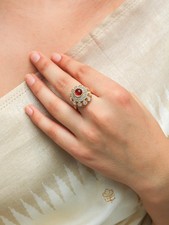 4.25 Ct Round Cut Certified Natural red ruby & diamond 14K solid White gold Ring picture