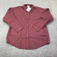 NEW L.L. Bean Shirt Mens Large Red Plaid Long Sleeve Button-Down Cotton Casual picture