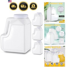 4 Pcs 1.25 Gallon White Plastic Gallon Jar with Handle, Airtight Lid picture